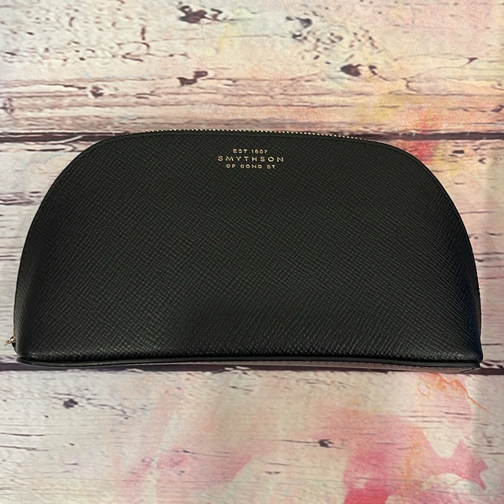 Smythson Black Leather Cosmetic Case
